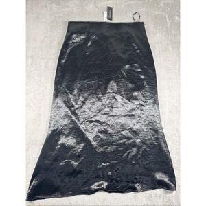 Gracia Long Gray Textured Satin Skirt Women's Size XL New